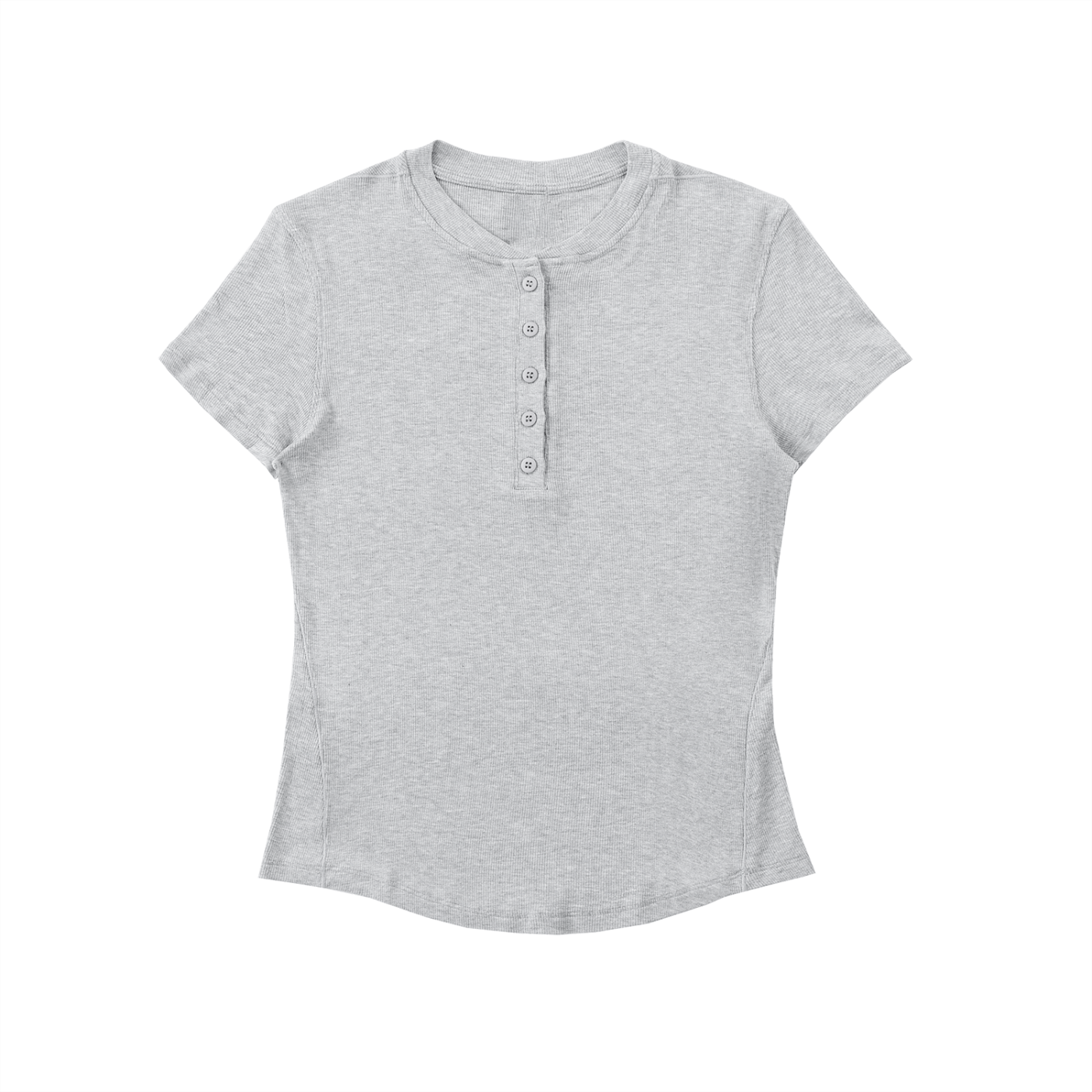 Women's Gray Modal Bodycon Henley ShirtWomen's Modal Bodycon Henley ShirtWomen's Gray Modal Bodycon Henley Shirt250907PODAA1577001