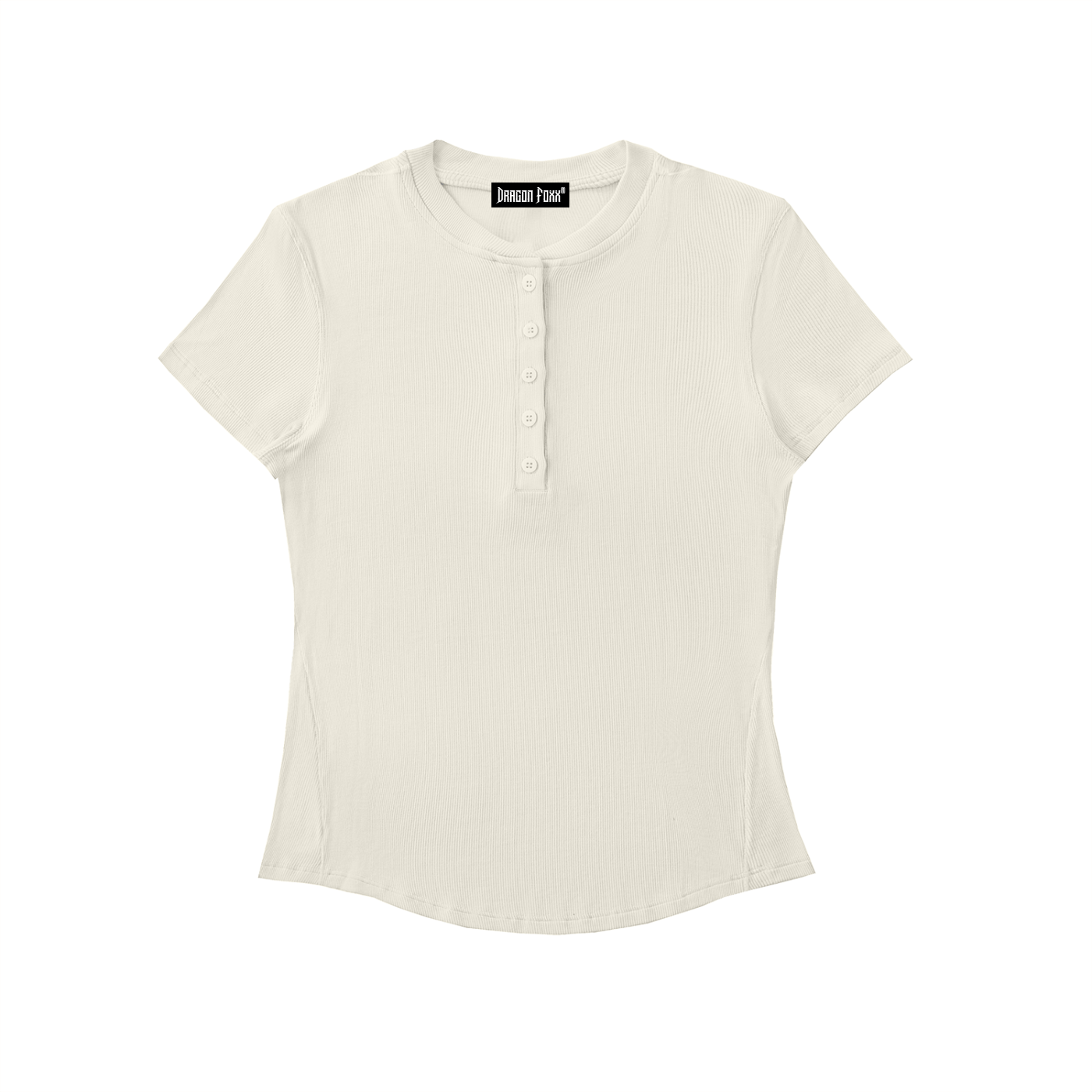 Women's Ivory White Modal Bodycon Henley ShirtWomen's Modal Bodycon Henley ShirtWomen's Ivory White Modal Bodycon Henley Shirt250906PODAA0952001