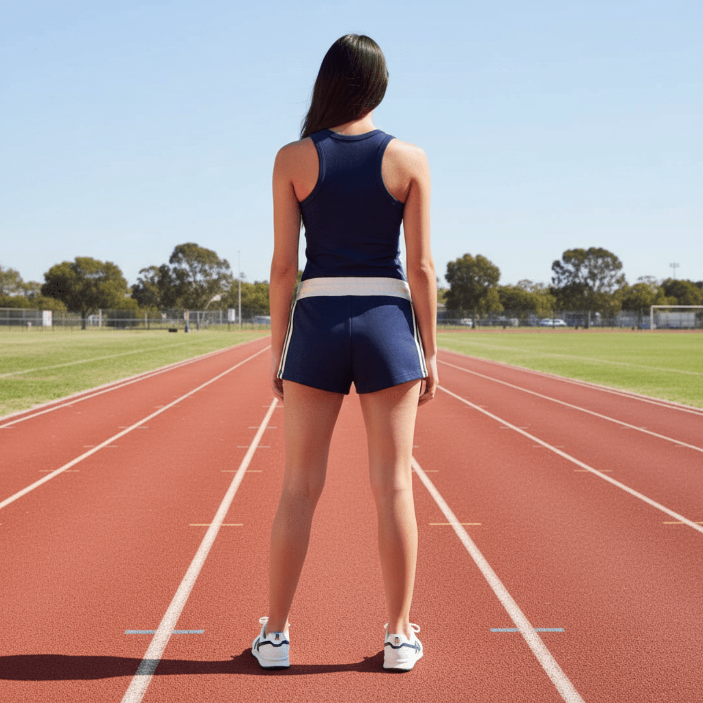 Women's Navy Blue Contrast Stripe Track ShortsContrast Stripe Track ShortsWomen's Navy Blue Contrast Stripe Track Shorts260419PODBJ1686001