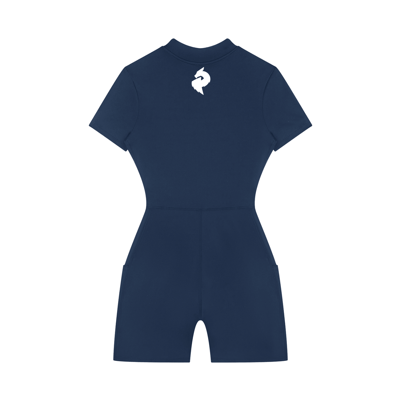 Women's Navy Blue Quarter-Zip Short Sleeve RomperRomperWomen's Navy Blue Quarter-Zip Short Sleeve Romper260618PODAG2649001