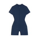 Women's Navy Blue Quarter-Zip Short Sleeve RomperRomperWomen's Navy Blue Quarter-Zip Short Sleeve Romper260618PODAG2649001