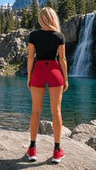 Women’s Red High Rise Yoga ShortsHigh Rise Yoga ShortsWomen’s Red High Rise Yoga Shorts260531PODBK2896001