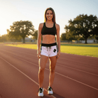 Women's White Contrast Stripe Track ShortsContrast Stripe Track ShortsWomen's White Contrast Stripe Track Shorts260419PODBJ1697001