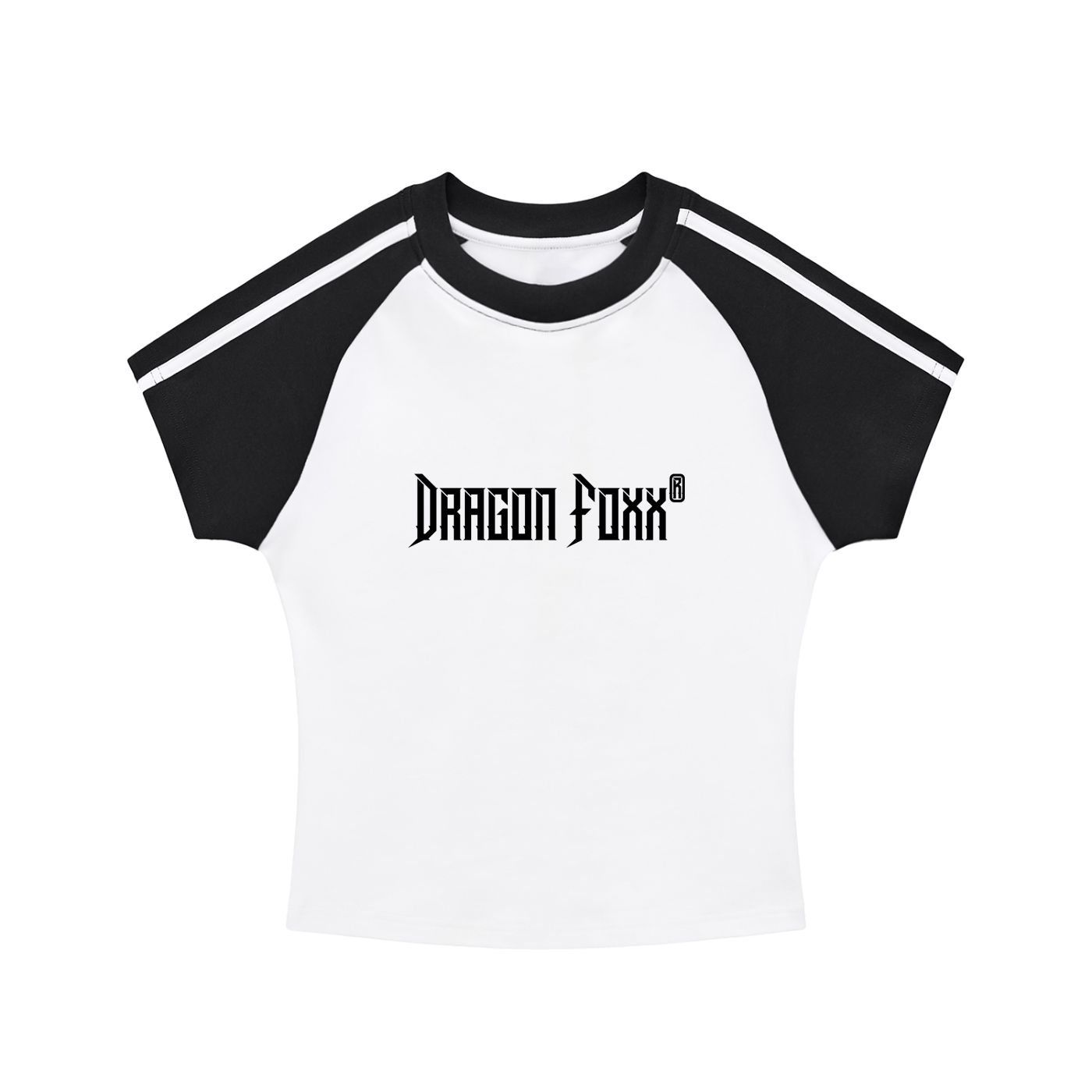 Women's White with Black Contrast Stripes Bodycon Raglan Sleeve T-ShirtContrast Stripes Bodycon Raglan Sleeve T-ShirtWomen's White with Black Contrast Stripes Bodycon Raglan Sleeve T-Shirt251001PODAA1090001