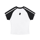 Women's White with Black Contrast Stripes Bodycon Raglan Sleeve T-ShirtContrast Stripes Bodycon Raglan Sleeve T-ShirtWomen's White with Black Contrast Stripes Bodycon Raglan Sleeve T-Shirt251001PODAA1090001