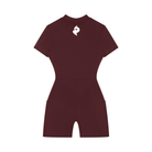 Women's Wine Red Quarter-Zip Short Sleeve RomperRomperWomen's Wine Red Quarter-Zip Short Sleeve Romper260618PODAG2694001