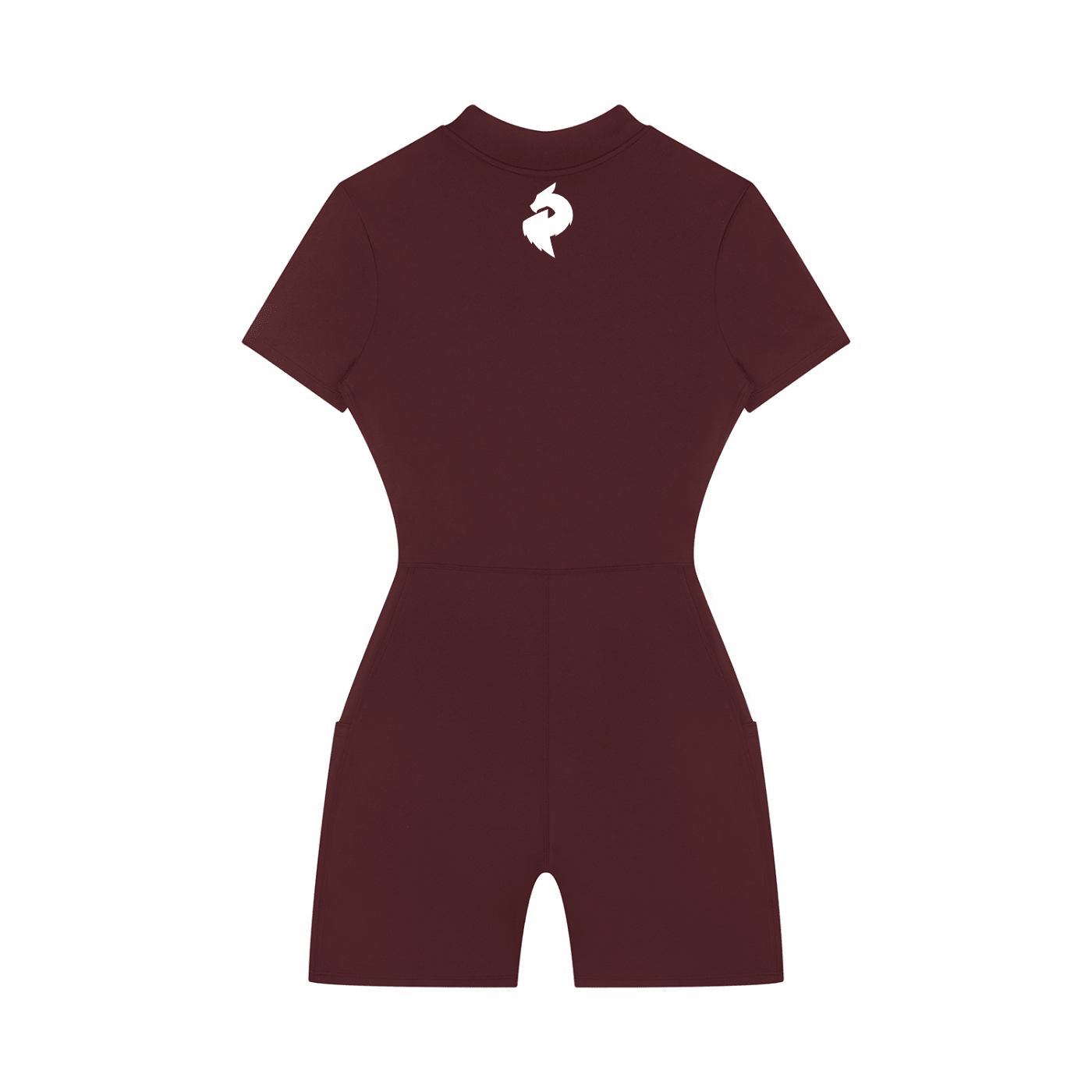 Women's Wine Red Quarter-Zip Short Sleeve RomperRomperWomen's Wine Red Quarter-Zip Short Sleeve Romper260618PODAG2694001