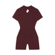 Women's Wine Red Quarter-Zip Short Sleeve RomperRomperWomen's Wine Red Quarter-Zip Short Sleeve Romper260618PODAG2694001