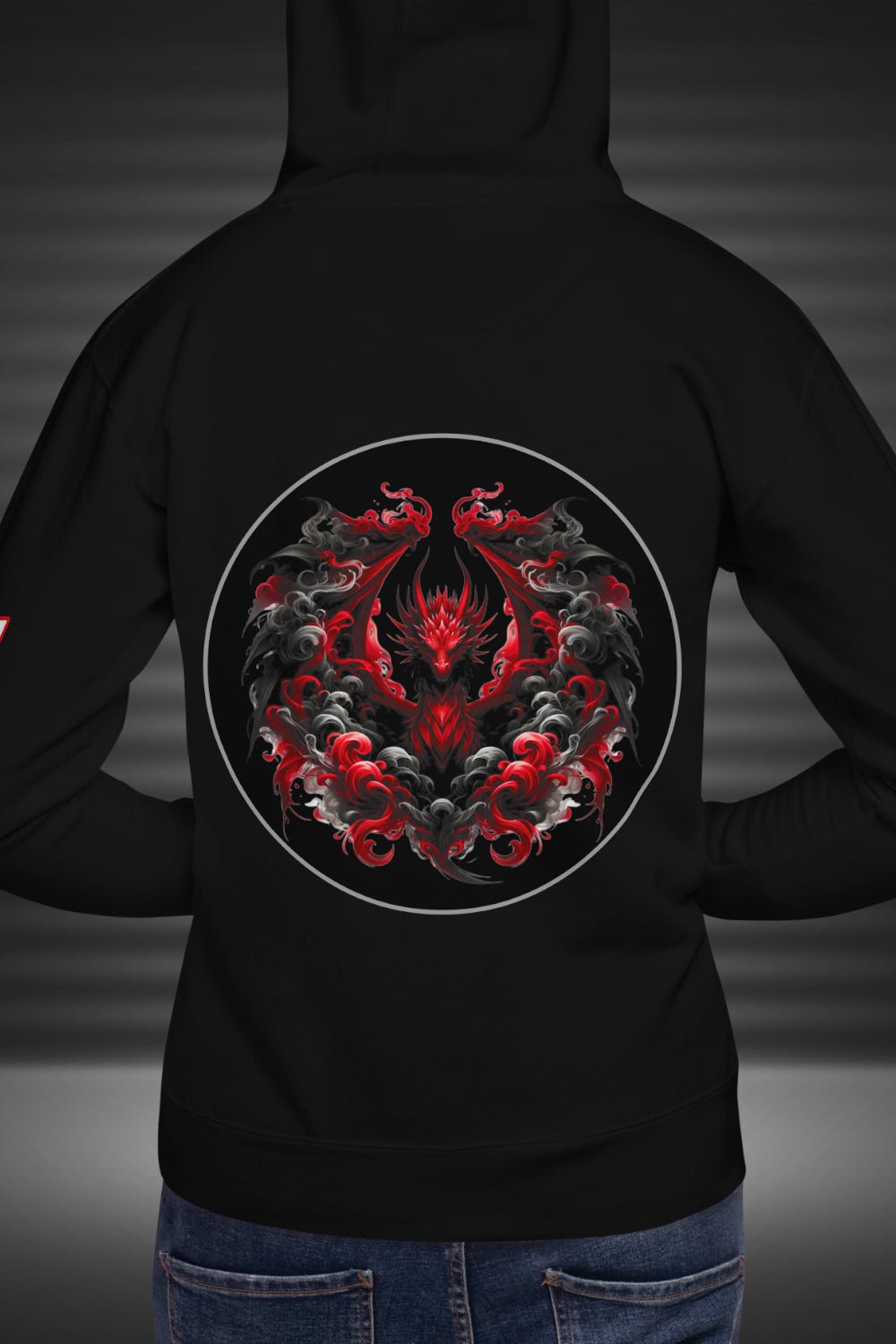 Crimson Drake - Dragon Foxx™ Men's Black HoodieMen's Hoodie1098017_10779