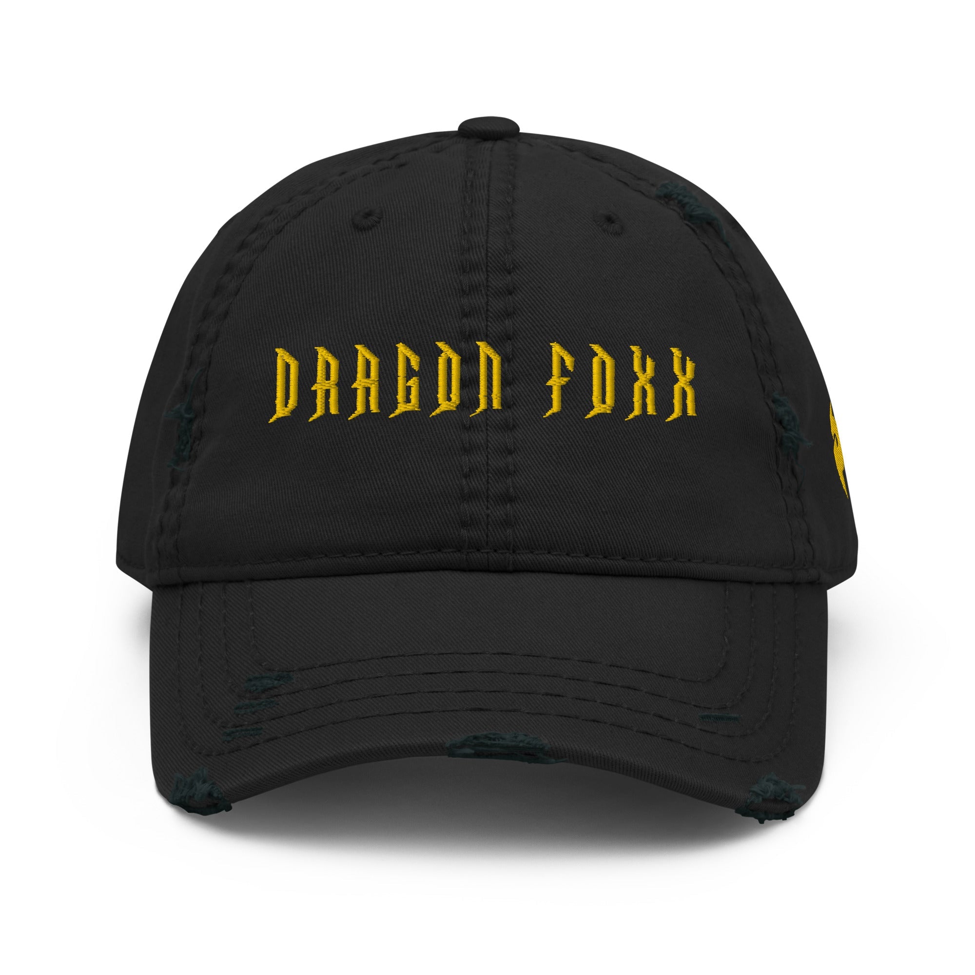 Dragon Foxx™ Black/Yellow Distressed Dad Hat - Distressed Dad Hat - DRAGON FOXX™ - Dragon Foxx™ Black/Yellow Distressed Dad Hat - 3304472_10990 - One Size - Black - Accessories - Black Distressed Hat - Black/Yellow Distressed Dad Hat