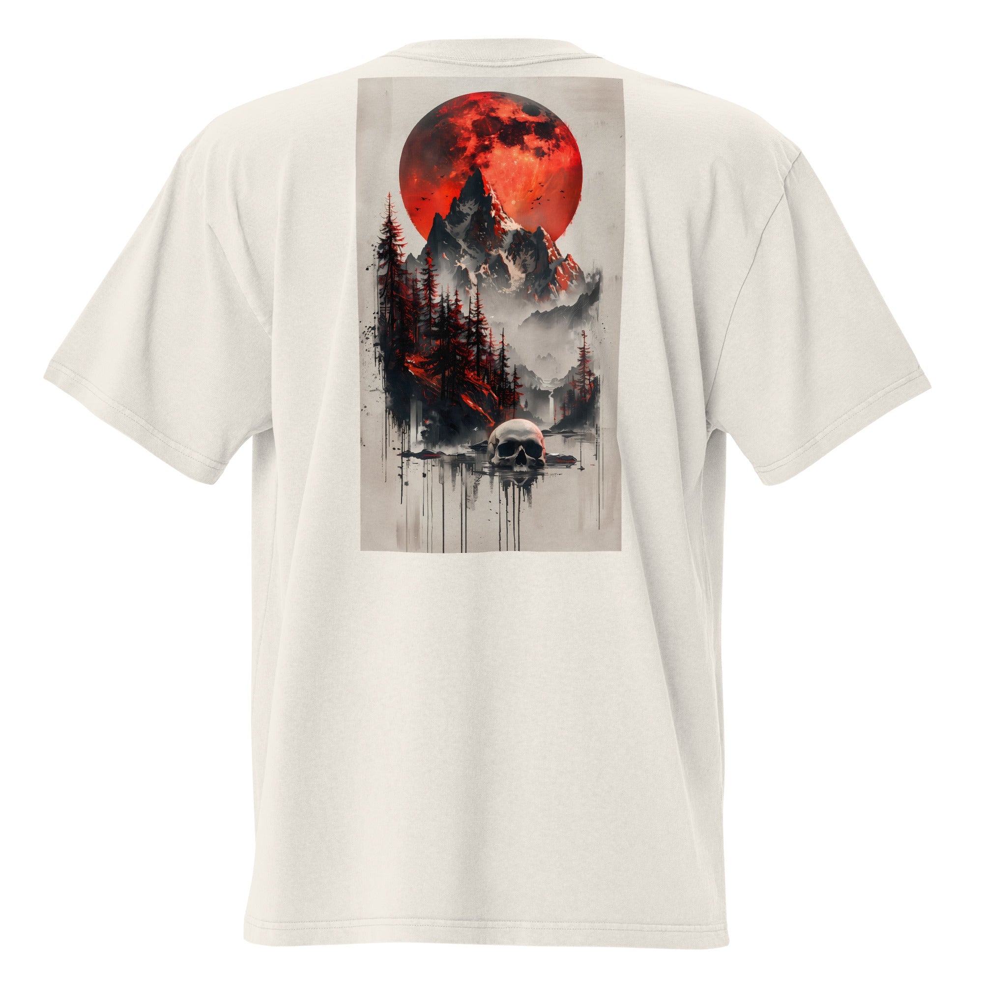 Dragon Foxx™ - Eclipse Isle - Men's Bone Oversized Faded T-ShirtMen's T-Shirts7344420_17570