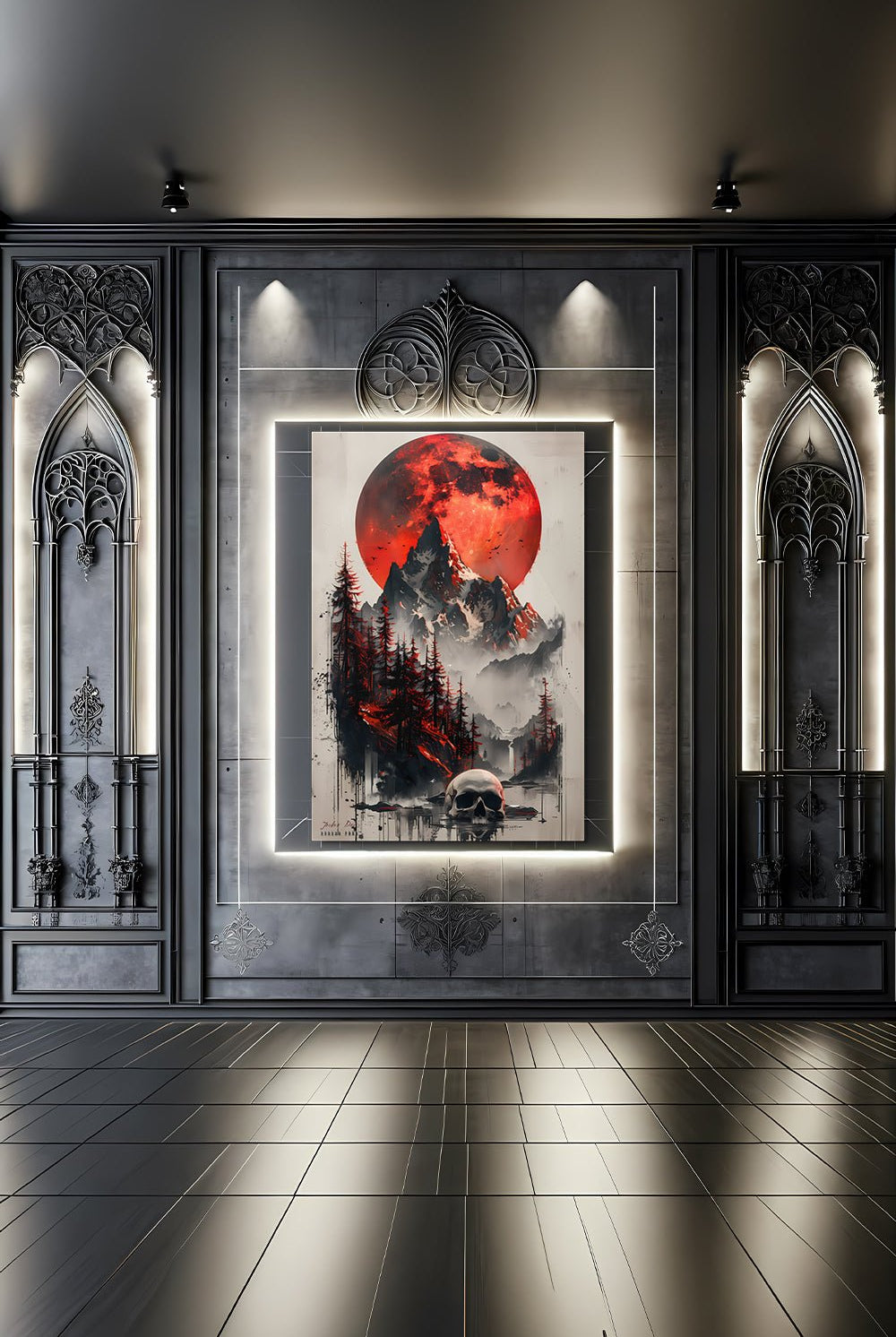 Dragon Foxx™ Joshua Davis Signature Art - Eclipse Isle - Signature Art - DRAGON FOXX™ - Dragon Foxx™ Joshua Davis Signature Art - Eclipse Isle - 8025556_15139 - 24" + 36" - Black/Gray & Red - Aluminum Wall Art - Art - Dragon Foxx™