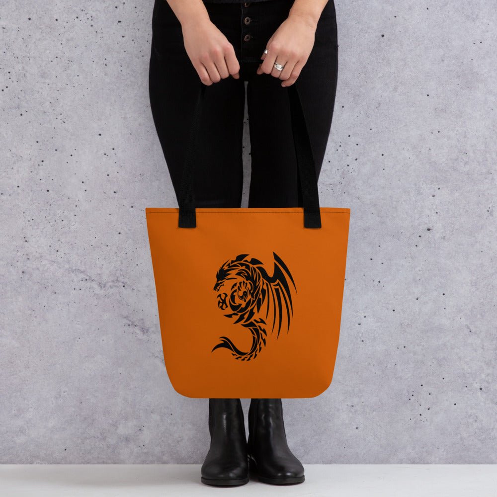 Dragon Foxx™ Orange and Black Tote Bag - Tote Bags - DRAGON FOXX™ - Dragon Foxx™ Orange and Black Tote Bag - 2592300_4533 - 15″×15″ - Orange / Black - 15 by 15 Tote Bag - Accessories - Bags
