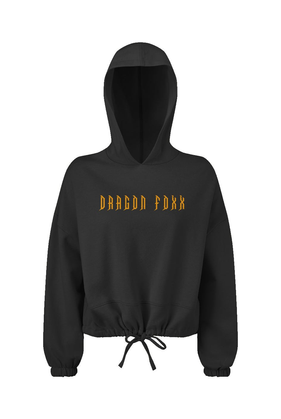 Dragon Foxx™ Women's Cropped Oversize Hooded Sweatshirt - Cropped Oversize Hooded Sweatshirt - Apliiq - Dragon Foxx™ Women's Cropped Oversize Hooded Sweatshirt - APQ-4430228S69A1 - S/M - Black - Black Cropped Oversize Hooded Sweatshirt - Cropped Oversize Hooded Sweatshirt - Dragon Foxx™