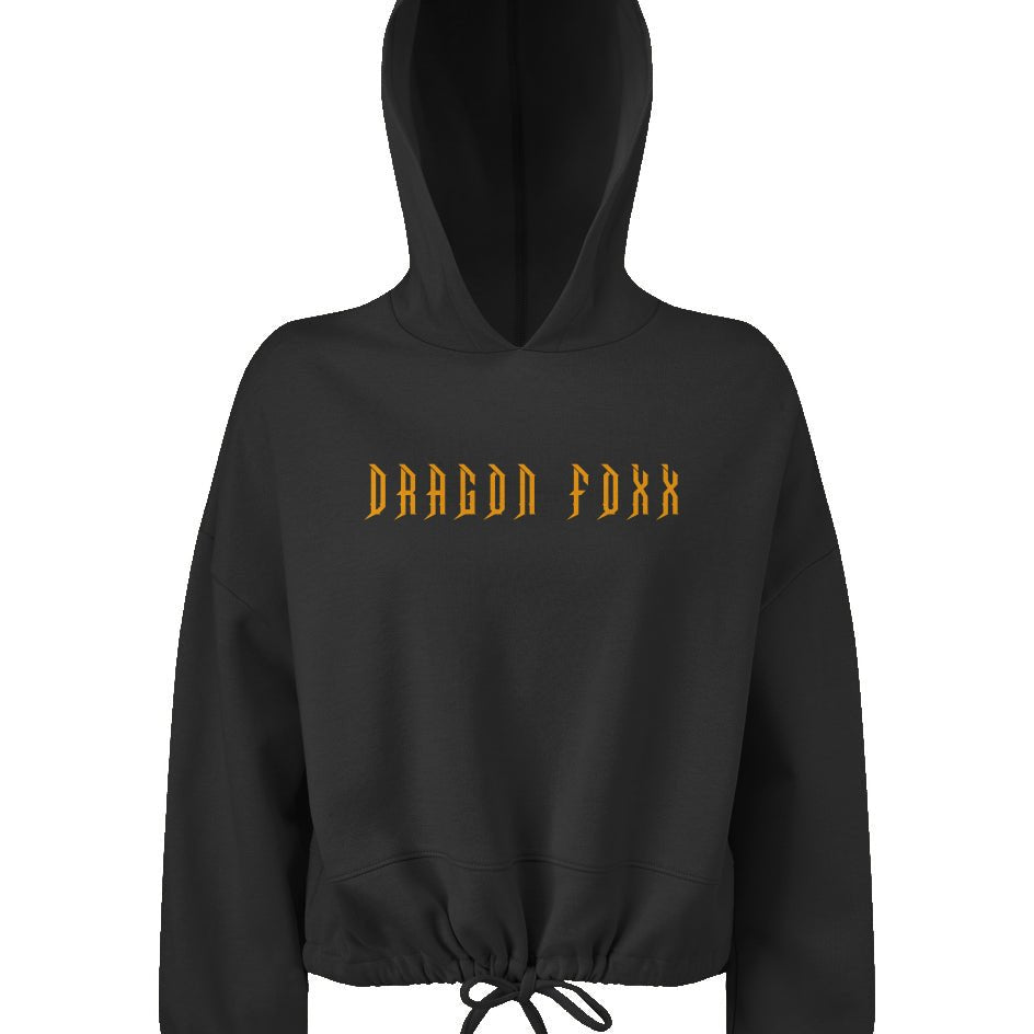 Dragon Foxx™ Women's Cropped Oversize Hooded Sweatshirt - Cropped Oversize Hooded Sweatshirt - Apliiq - Dragon Foxx™ Women's Cropped Oversize Hooded Sweatshirt - APQ-4430228S69A1 - S/M - Black - Black Cropped Oversize Hooded Sweatshirt - Cropped Oversize Hooded Sweatshirt - Dragon Foxx™