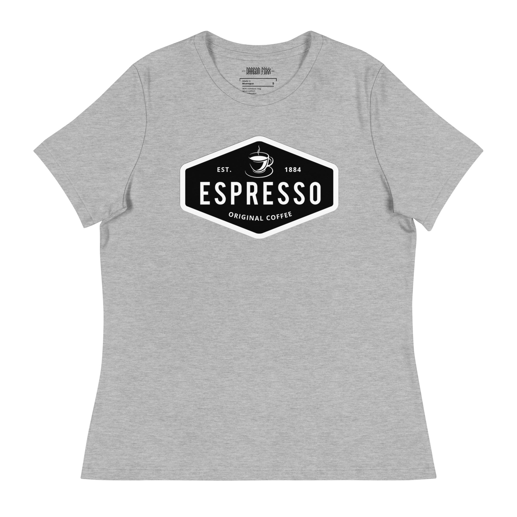 ESPRESSO - Women's Relaxed Fit Graphic T-Shirt in 16 Colors - Women's Relaxed Fit Graphic T-Shirt - DRAGON FOXX™ - 7218598_10176 - Athletic Heather - S - Athletic Heather T-shirt - Berry T-shirt - Black T-shirt