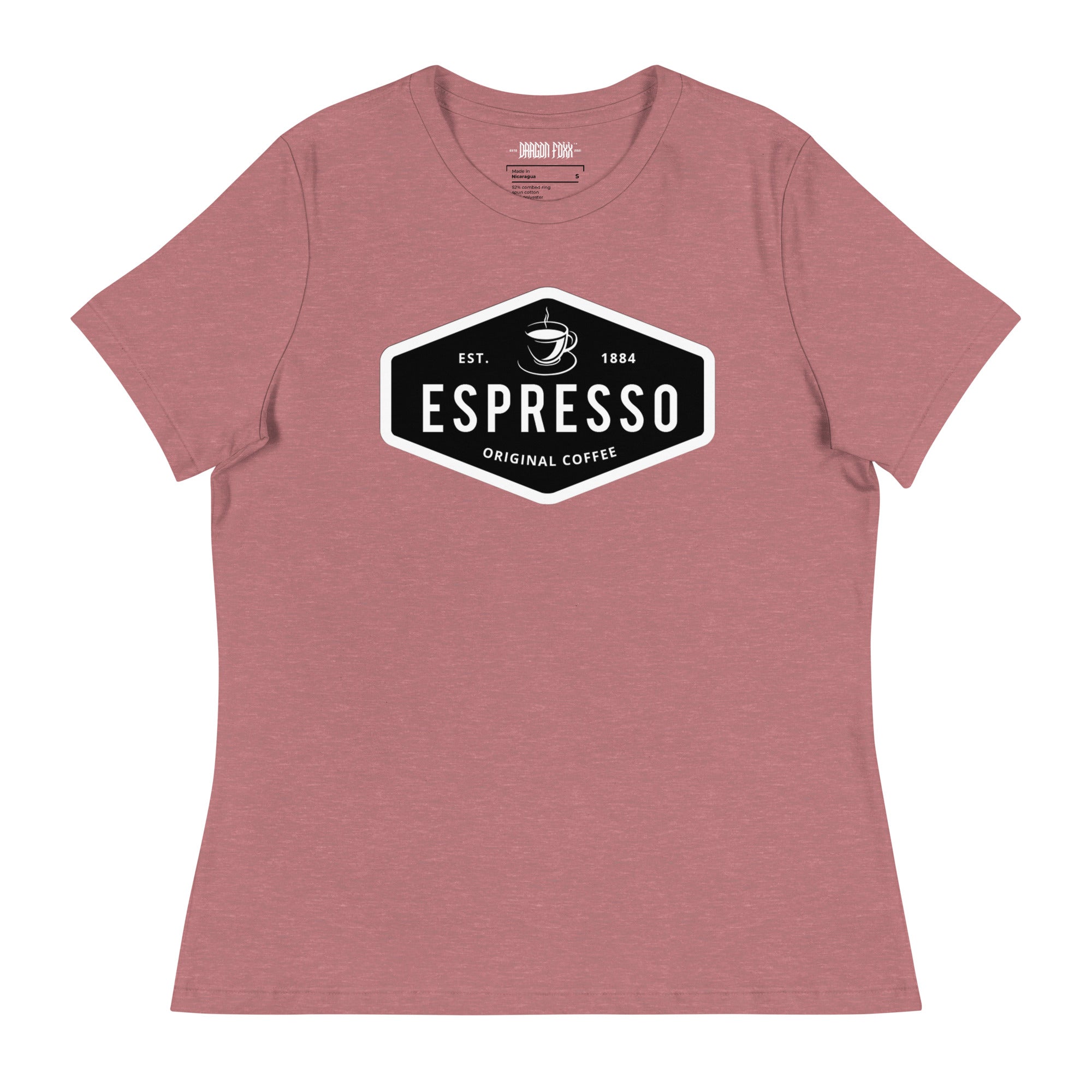 ESPRESSO - Women's Relaxed Fit Graphic T-Shirt in 16 Colors - Women's Relaxed Fit Graphic T-Shirt - DRAGON FOXX™ - 7218598_10205 - Heather Mauve - S - Athletic Heather T-shirt - Berry T-shirt - Black T-shirt