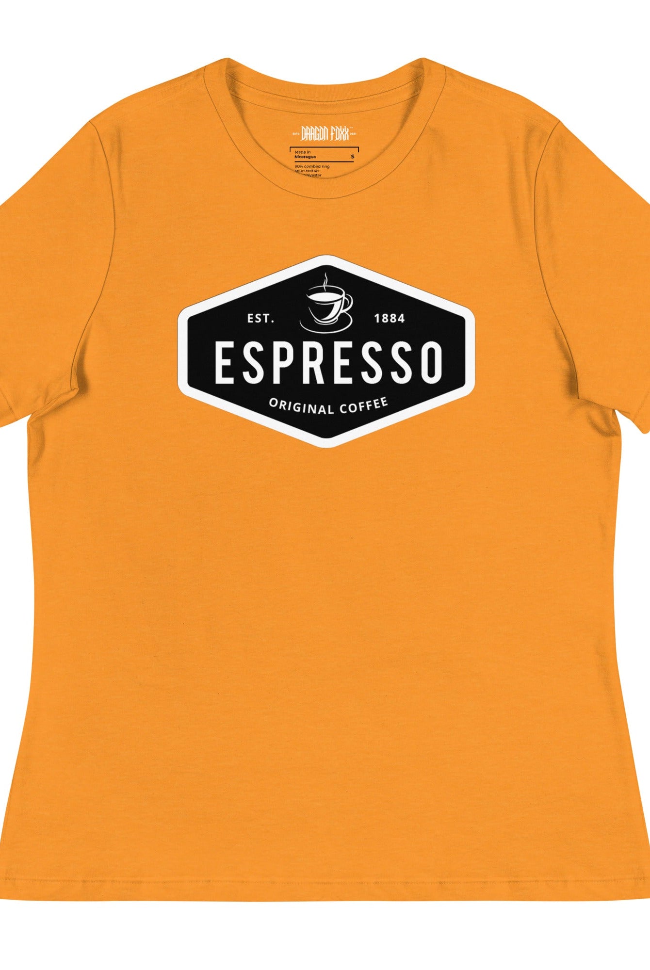 ESPRESSO - Women's Relaxed Fit Graphic T-Shirt in 16 Colors - Women's Relaxed Fit Graphic T-Shirt - DRAGON FOXX™ - 7218598_14263 - Heather Marmalade - S - Athletic Heather T-shirt - Berry T-shirt - Black T-shirt