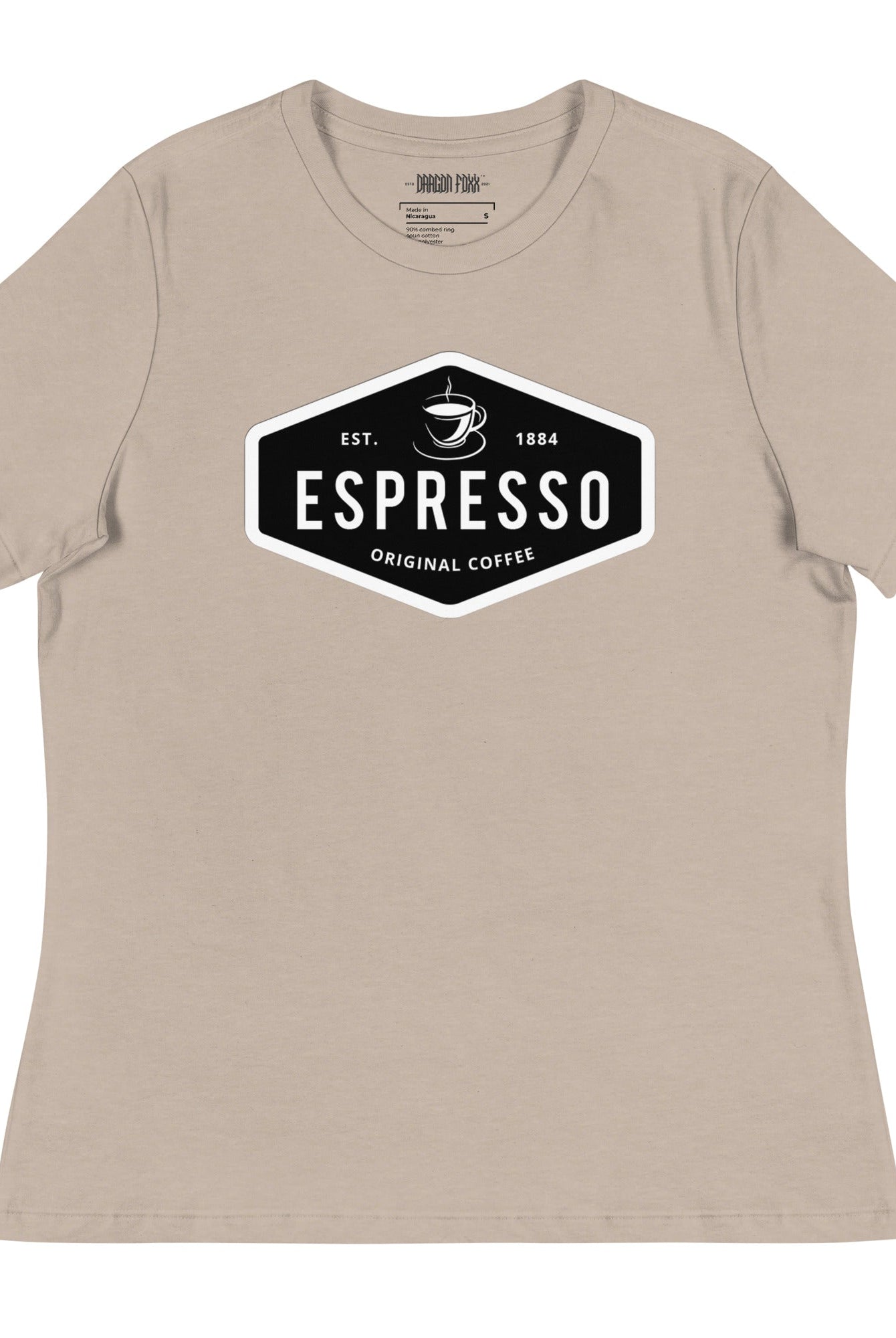 ESPRESSO - Women's Relaxed Fit Graphic T-Shirt in 16 Colors - Women's Relaxed Fit Graphic T-Shirt - DRAGON FOXX™ - 7218598_14273 - Heather Stone - S - Athletic Heather T-shirt - Berry T-shirt - Black T-shirt