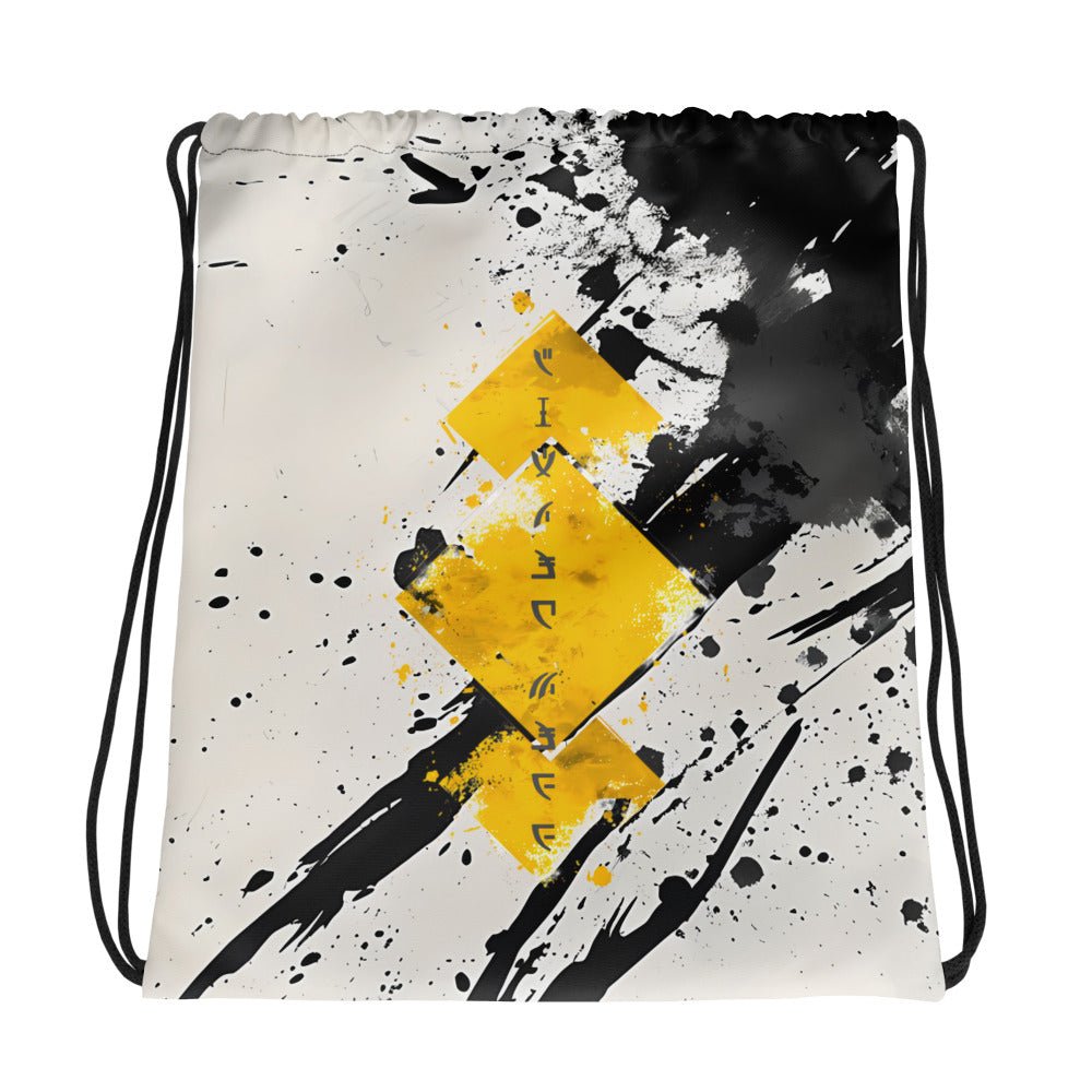 Future Grunge - Drawstring Gym Bag by Dragon Foxx™ - Drawstring Gym Bag - DRAGON FOXX™ - Future Grunge - Drawstring Gym Bag by Dragon Foxx™ - 7825007_8894 - 15″×17″ - White/Black/Grunge - 15″×17″ Drawstring Bag - Accessories - Bags